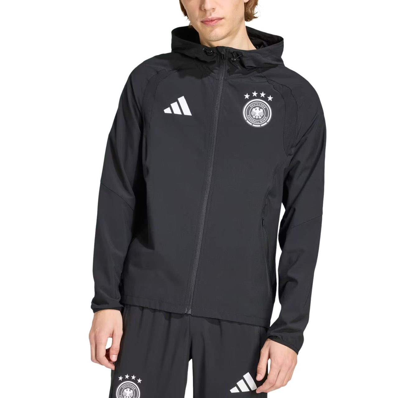 adidas Germany Tiro Travel Full Zip Windbreaker 'Black' JZ9326