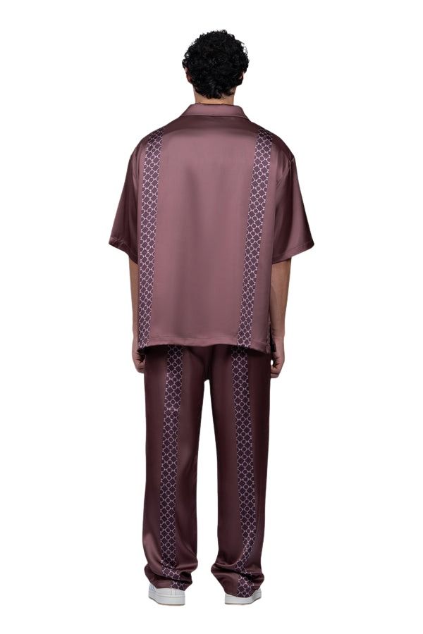 House of Cenmar Satin Pants with Cenmar Pattern 'Brown' HOC-STF27