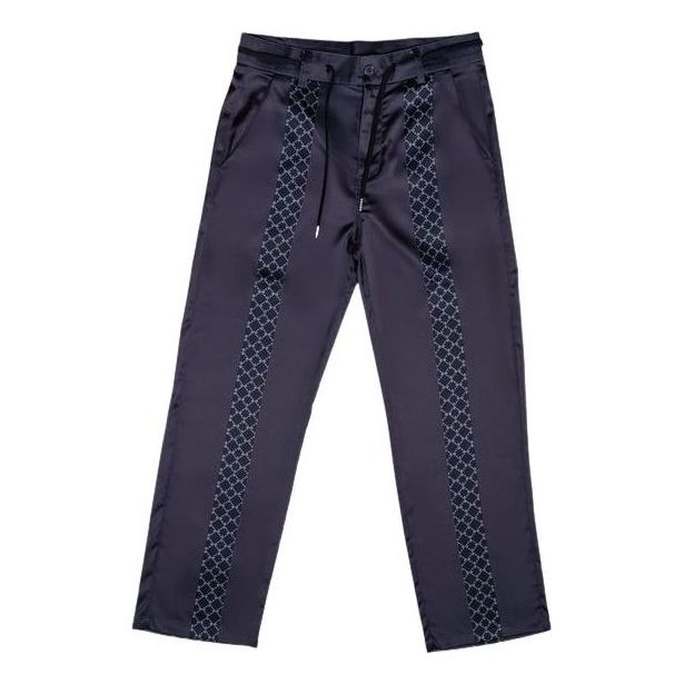 House of Cenmar Satin Pants with Cenmar Pattern 'Black' HOC-STF22