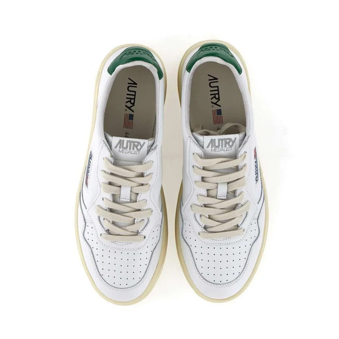Autry Medalist Low Leather 'White Green' AULM-LL20