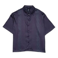 House of Cenmar Satin Shirt with Cenmar Pattern 'Black' HOC-STF21