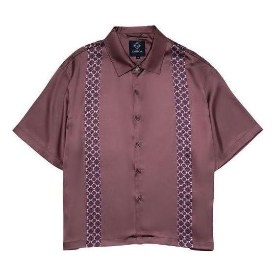 House of Cenmar Satin Shirt with Cenmar Pattern 'Brown' HOC-STF20