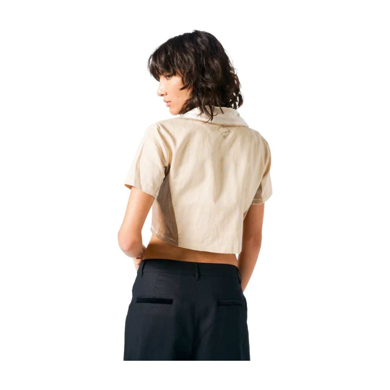 (WMNS) House of Cenmar Cropped Linen Shirt 'Beige' HOC-LTV