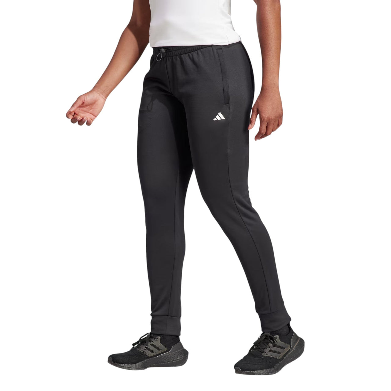(WMNS) adidas AEROREADY Game and Go Regular Tapered Fleece Pants 'Black White' IM2678