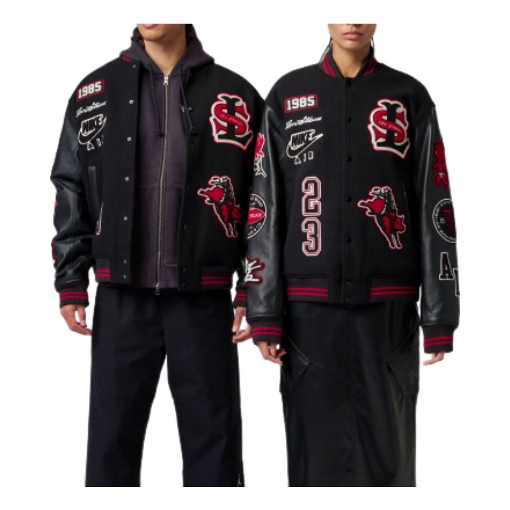 Air Jordan x Levi's Varsity Jacket Asia Sizing 'Black Gym Red' IM6739-010
