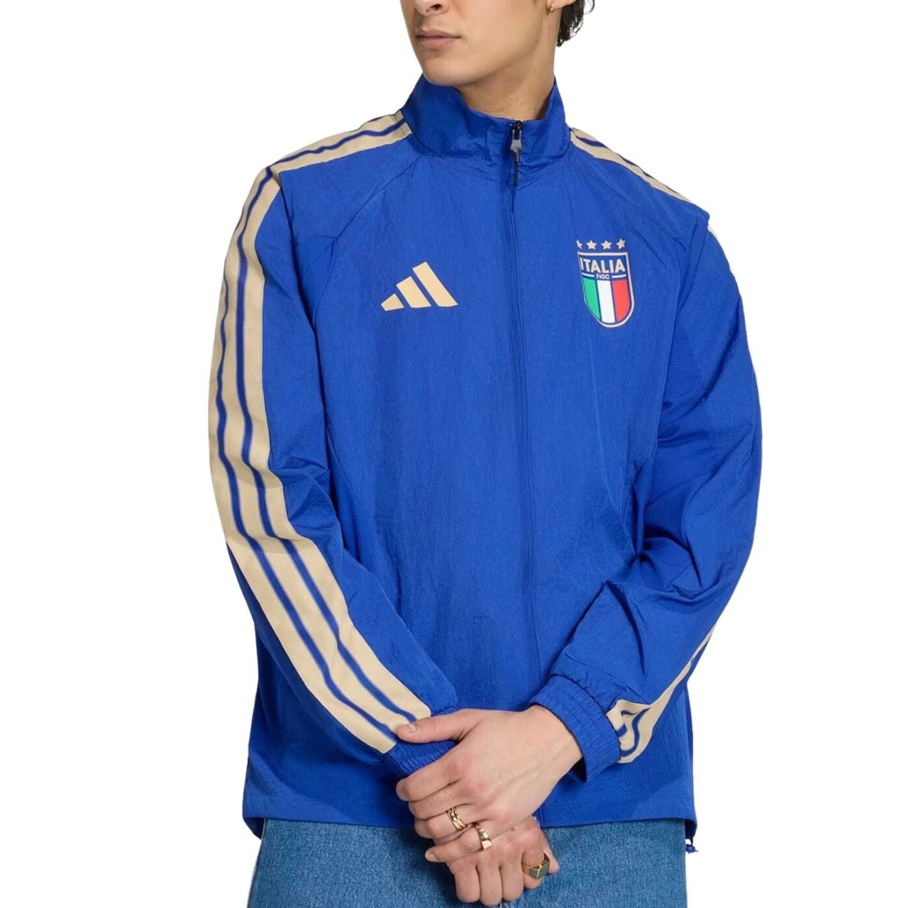 adidas Italy 2026 Anthem Jacket Asia Sizing 'Bold Blue' JY9602