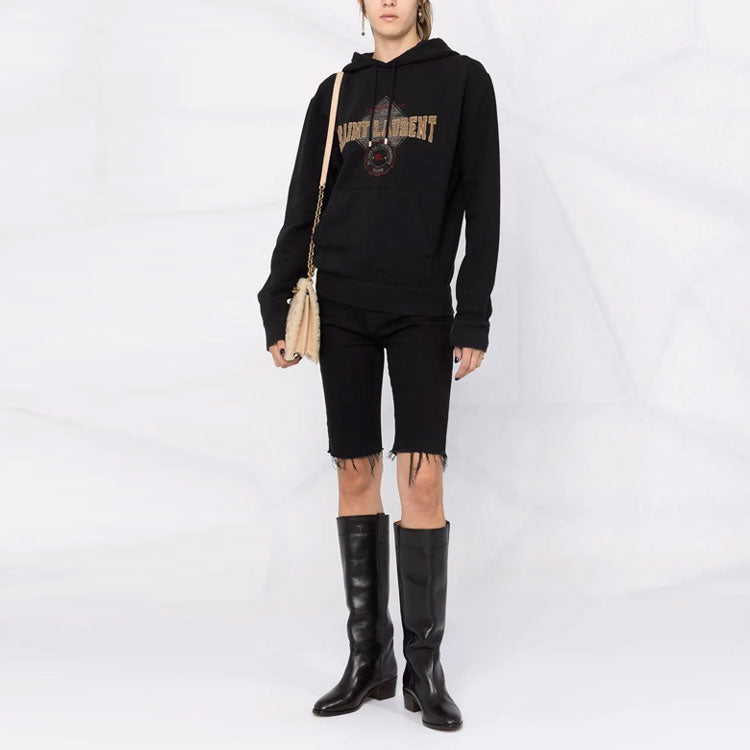 SAINT LAURENT Logo Detailed Drawstring Hoodie
