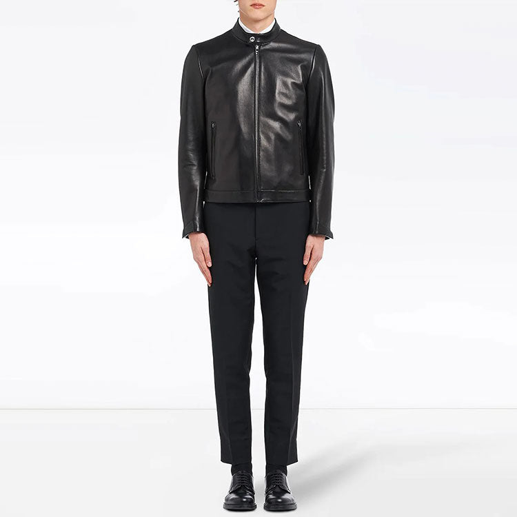 PRADA FW21 Leather Jacket Men's Black