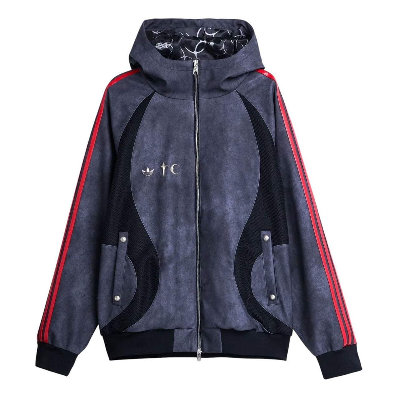 adidas x THUG CLUB TEAMGEIST Faux Leather Jacket Asia Sizing 'Black Antique Silver' KC2222