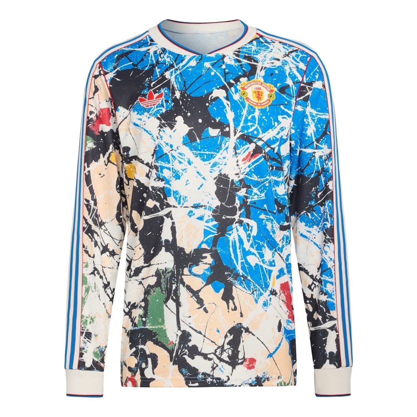 adidas Manchester United x Stone Roses Long Sleeve Jersey 'Black Multi Color' KC4442