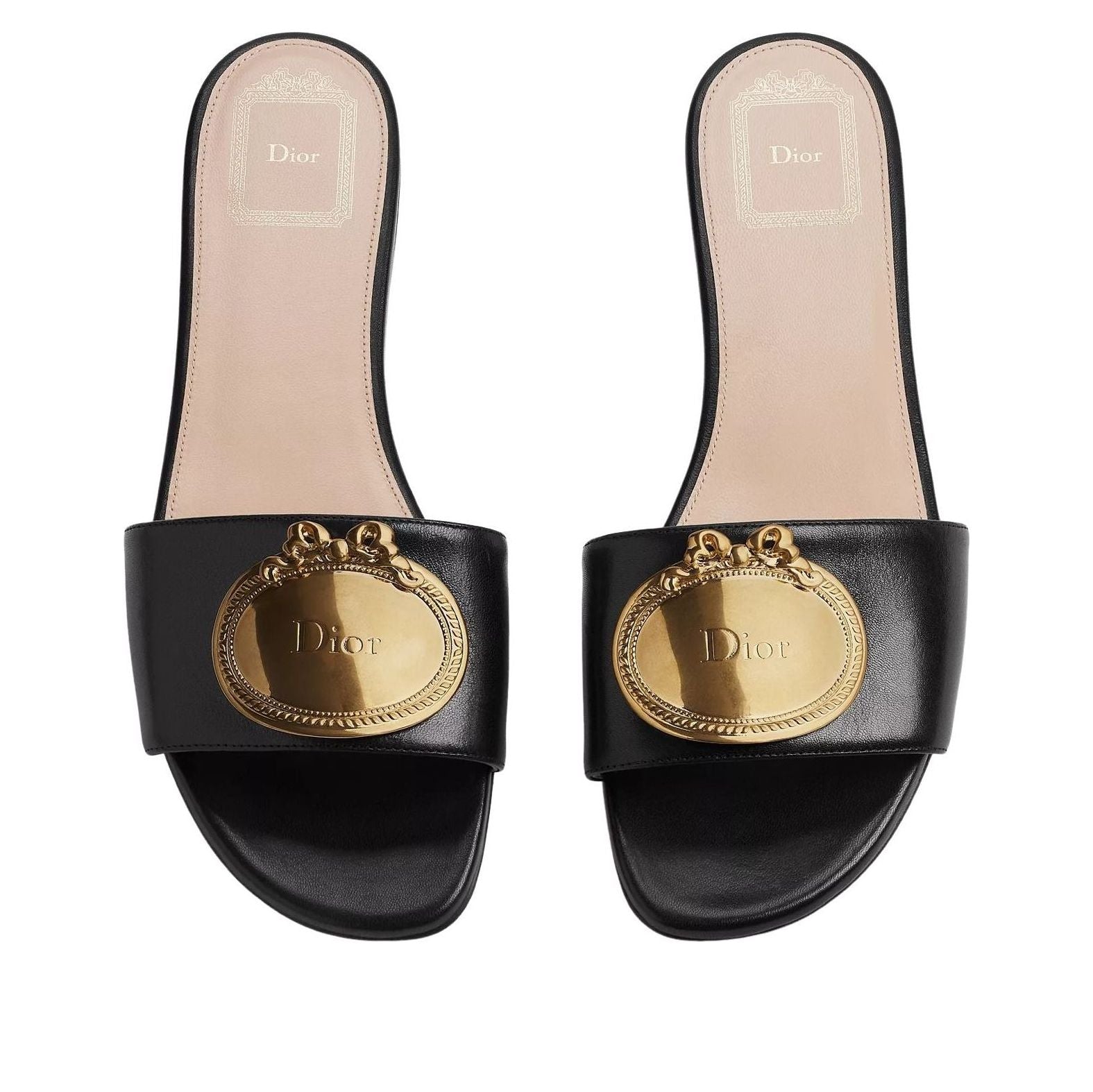 (WMNS) DIOR Médaillon Buckle Slide 'Black' KCO694LAB-S900