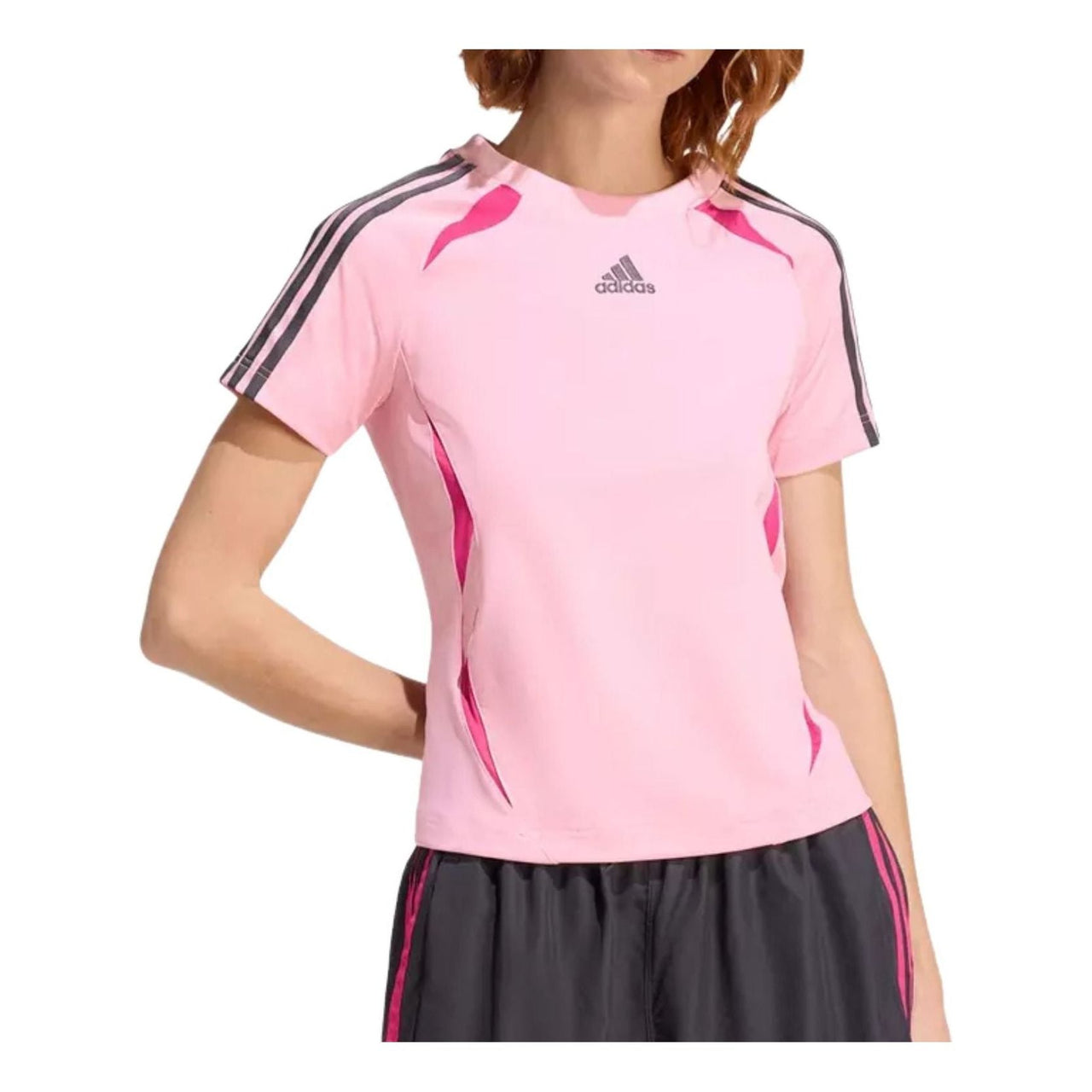 (WMNS) adidas Teamgeist T-Shirt Asia Sizing 'Light Pink Real Magenta Utility Black' KD6366