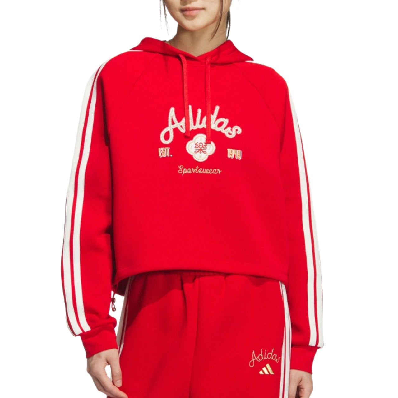 (WMNS) adidas Hooded Top Asia Sizing 'CNY Red' KH2694