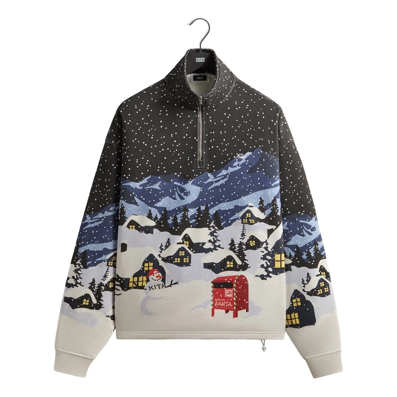 KITH Kithmas 2025 Village Quarter Zip 'Black' KHM034427-001