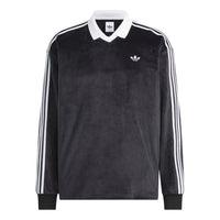 adidas Velvet Long Sleeve Polo Shirt 'Black' KQ5485