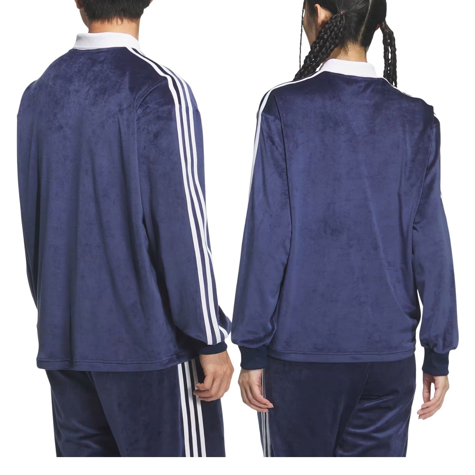 adidas Velvet Long Sleeve Polo Shirt 'Night Indigo' KQ5486