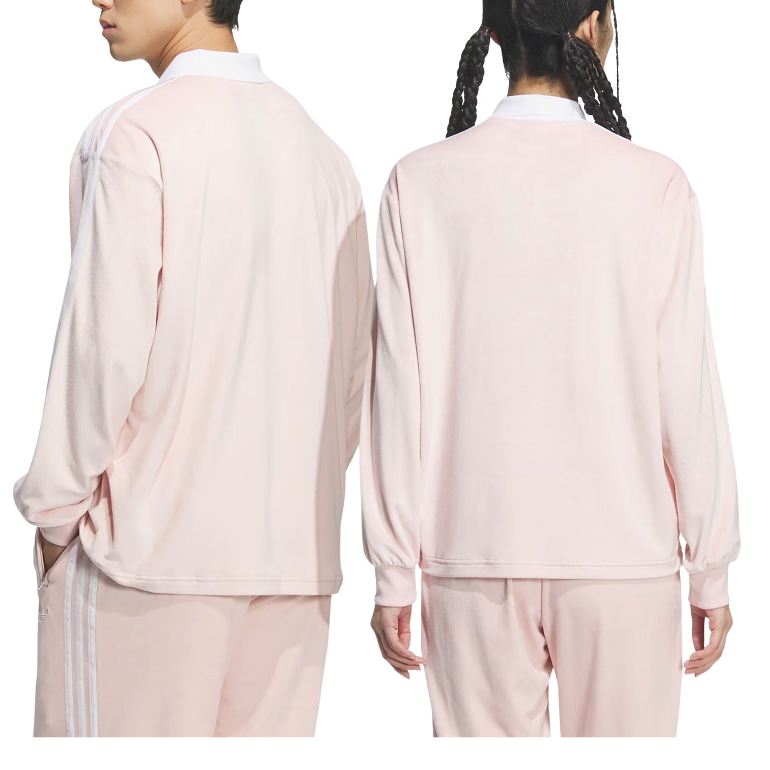 adidas Velvet Long Sleeve Polo Shirt 'Sandy Pink' KQ5487