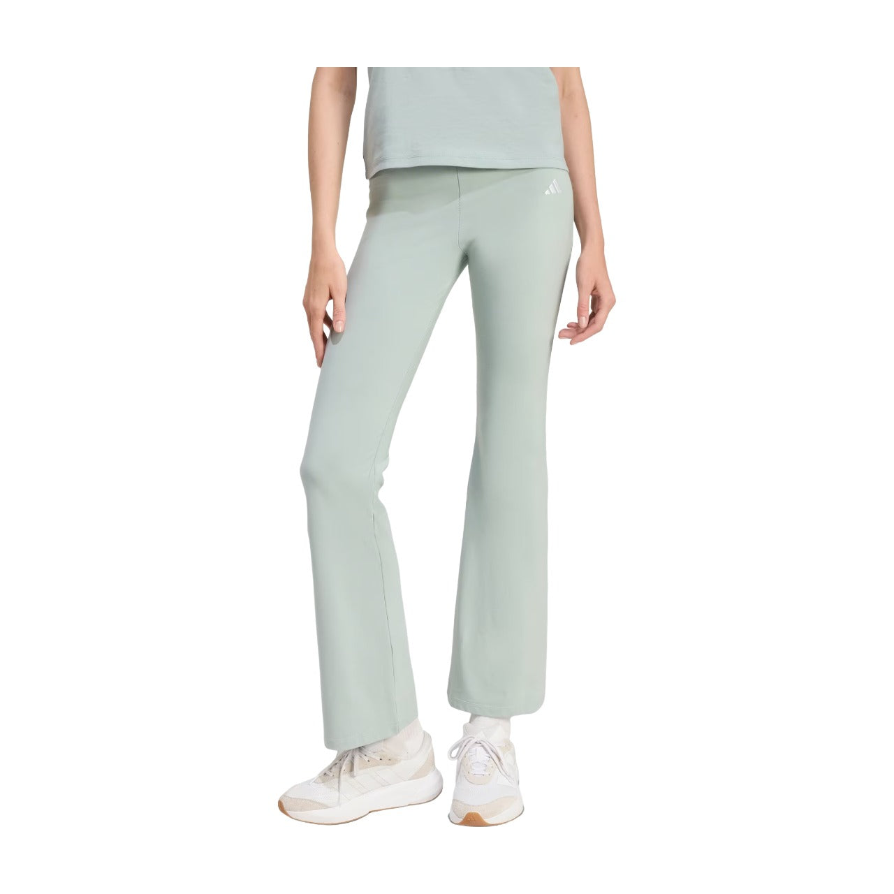 (WMNS) adidas Essentials Small Logo Flared Leggings 'Wonder Sage White' KT0547