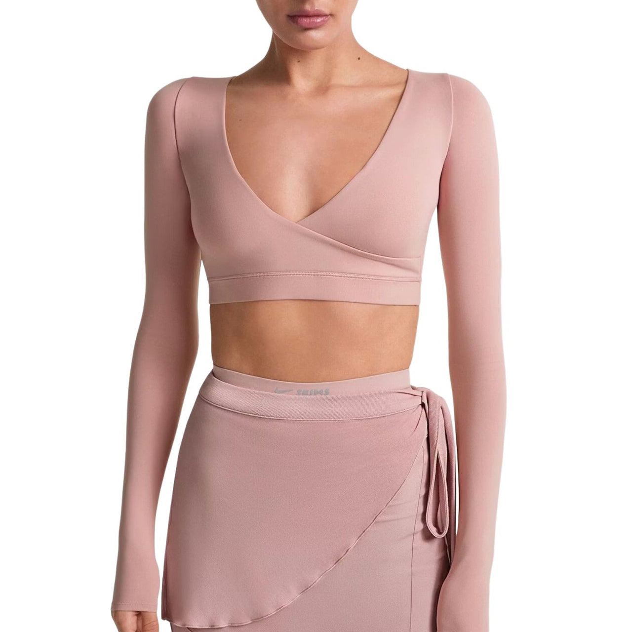 (WMNS) Nike x SKIMS Matte Wrap Long Sleeve Cropped Top 'Himalayan' LSLSL9692W-HIM