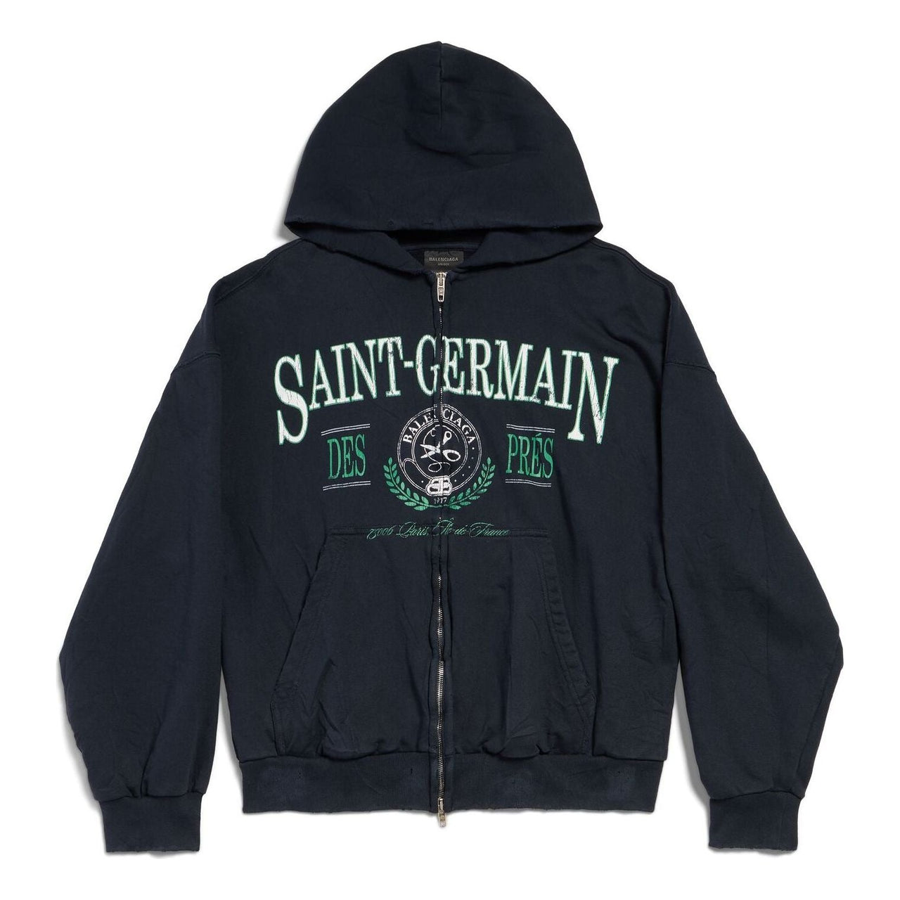 (WMNS) Balenciaga Saint Germain Full Zip Hoodie Regular Fit 'Dark Blue' 803264TRVO98065