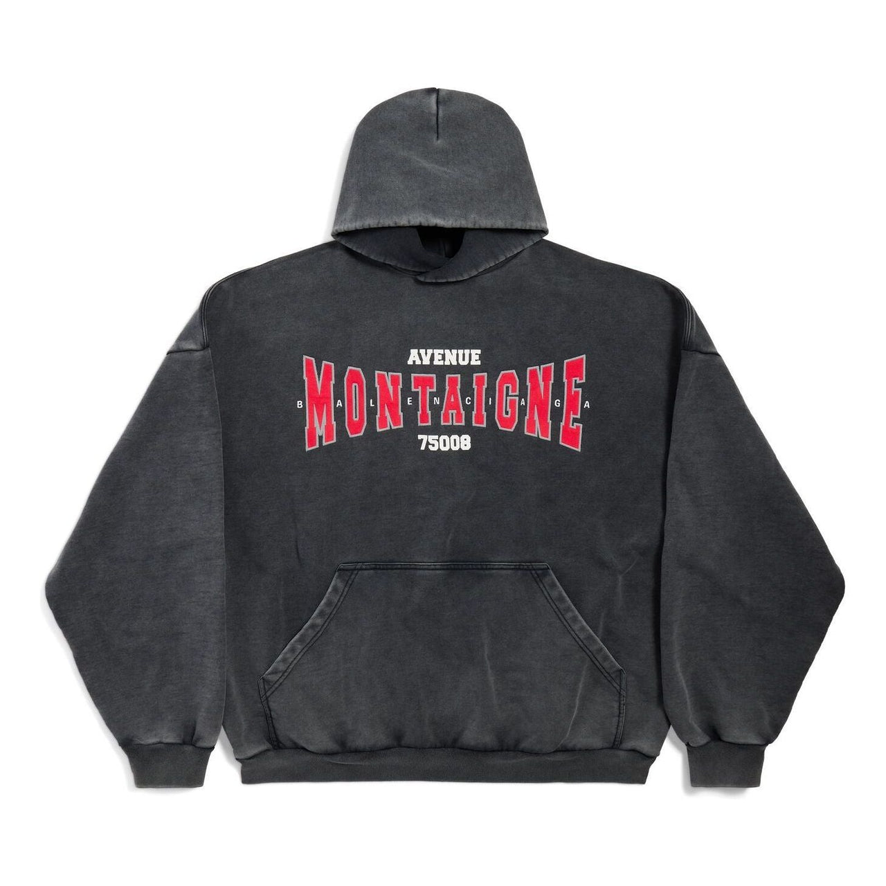 (WMNS) Balenciaga Montaigne Hoodie Large Fit 'Black Faded' 803265TRVN21048