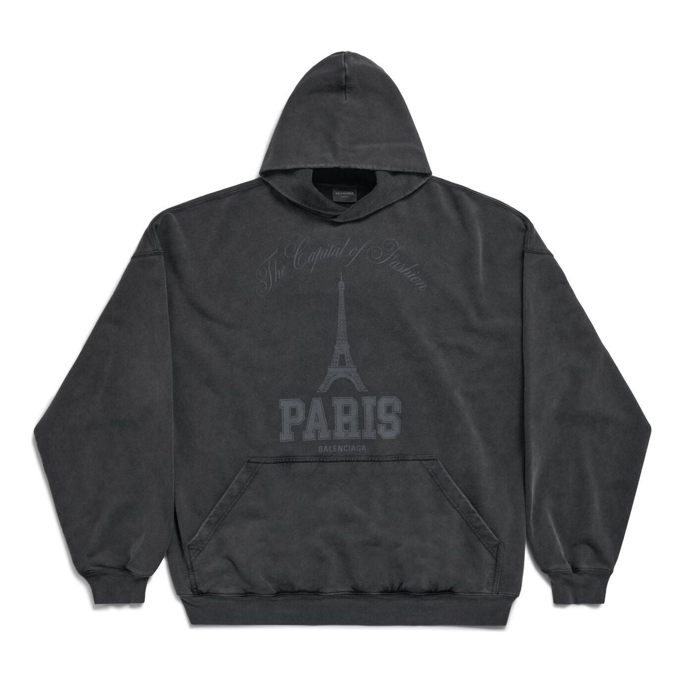 Balenciaga The Capital Of Fashion Hoodie Large Fit 'Black Faded' 803265TRVN41048