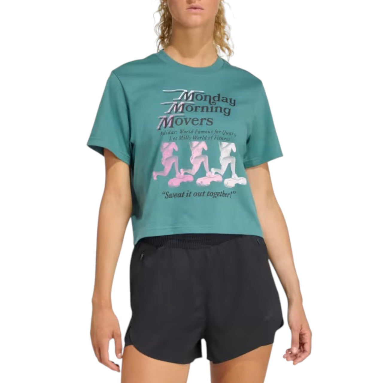 (WMNS) adidas x Les Mills Movers Graphic T-Shirt 'Preloved Teal' KE7815