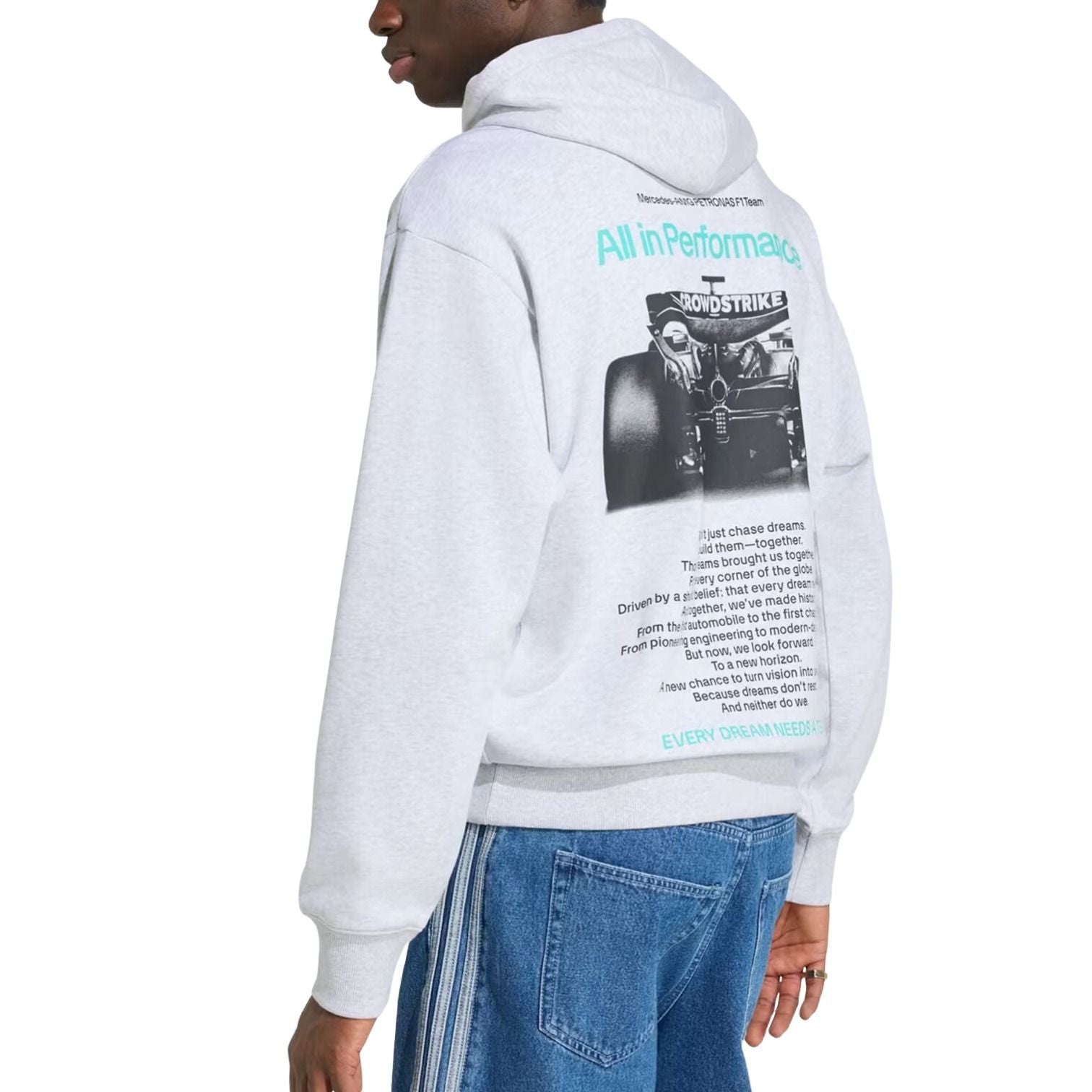 adidas x Mercedes AMG Petronas Formula 1 Team Hoodie Asia Sizing 'Light Grey Heather Semi Mint Rush' HY8003