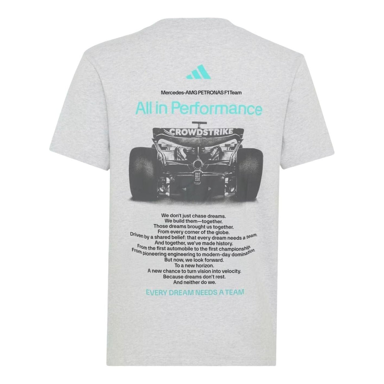 adidas Mercedes AMG Petronas Formula 1 Team T-Shirt Asia Sizing 'Light Grey Heather Semi Mint Rush' HY8000