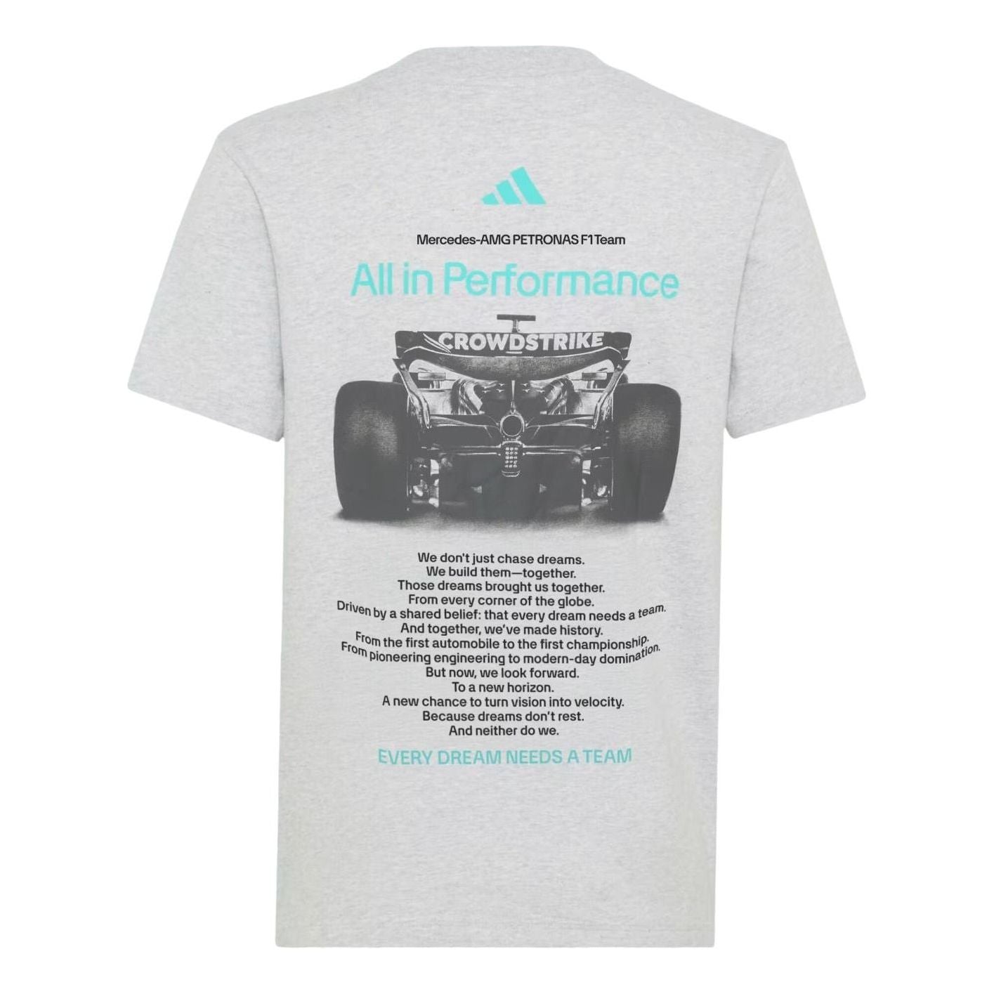 adidas Mercedes AMG Petronas Formula 1 Team T-Shirt Asia Sizing 'Light Grey Heather Semi Mint Rush' HY8000