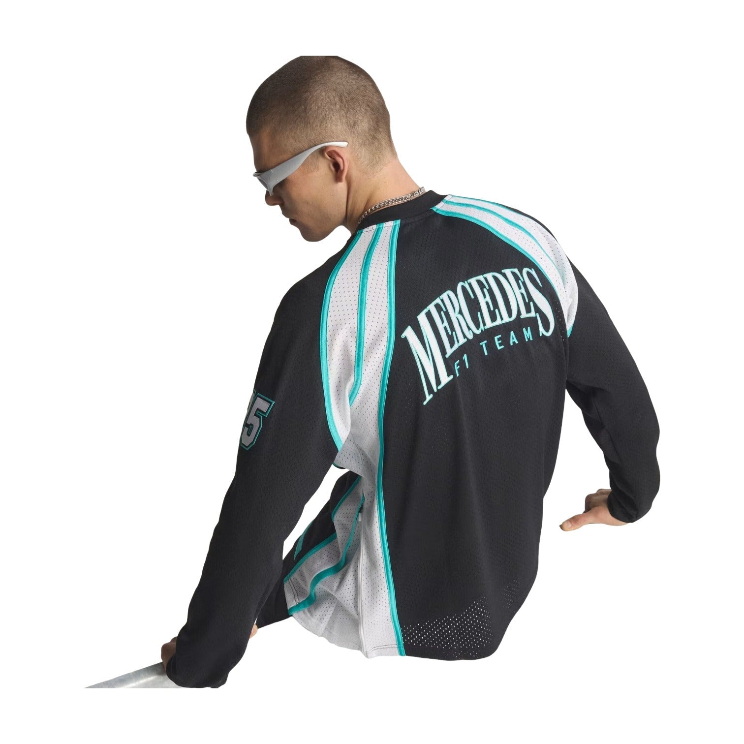 adidas x Mercedes - AMG Petronas Formula One Team Las Vegas LongSleeve T-Shirt Asia Sizing 'Black White' KG4788