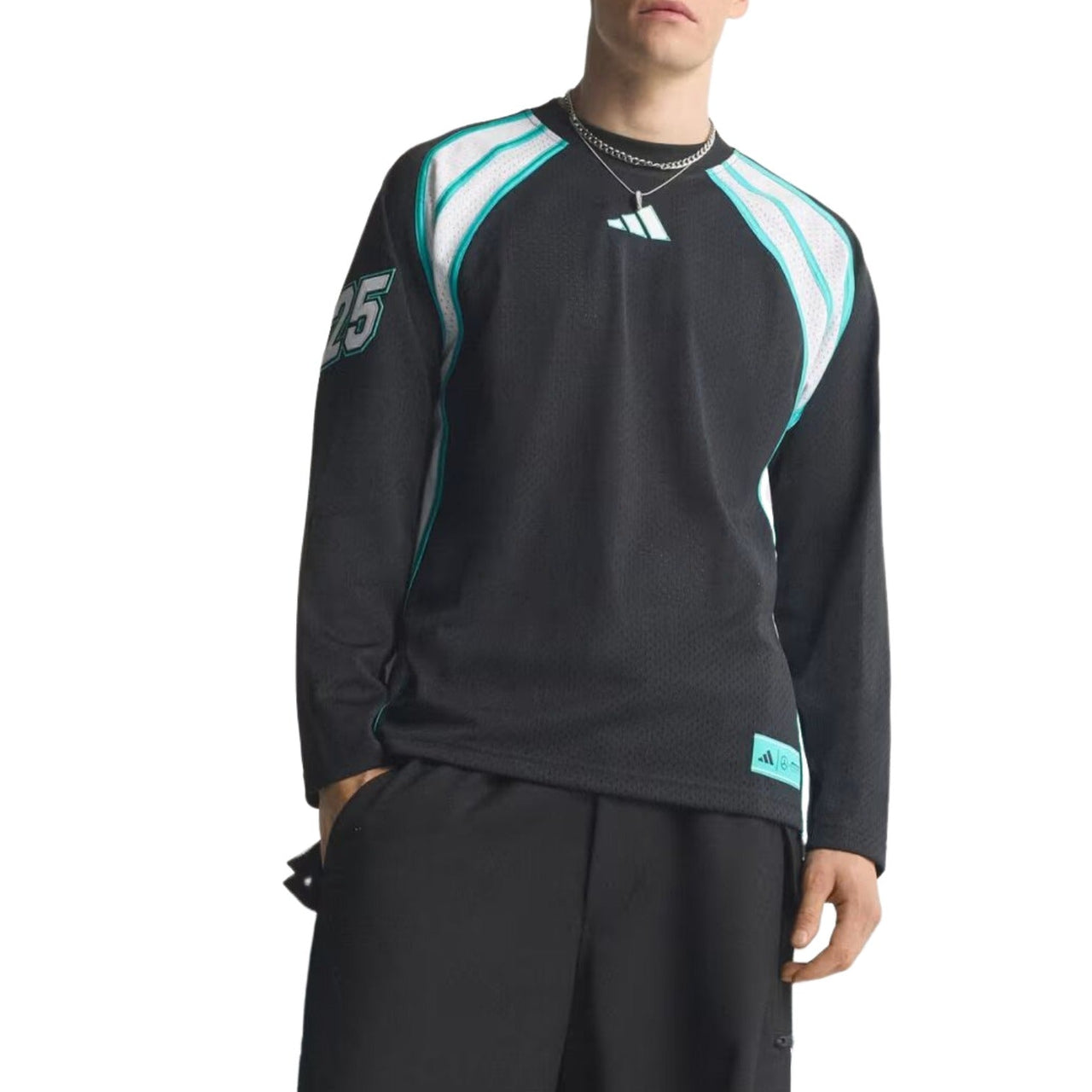 adidas x Mercedes - AMG Petronas Formula One Team Las Vegas LongSleeve T-Shirt Asia Sizing 'Black White' KG4788