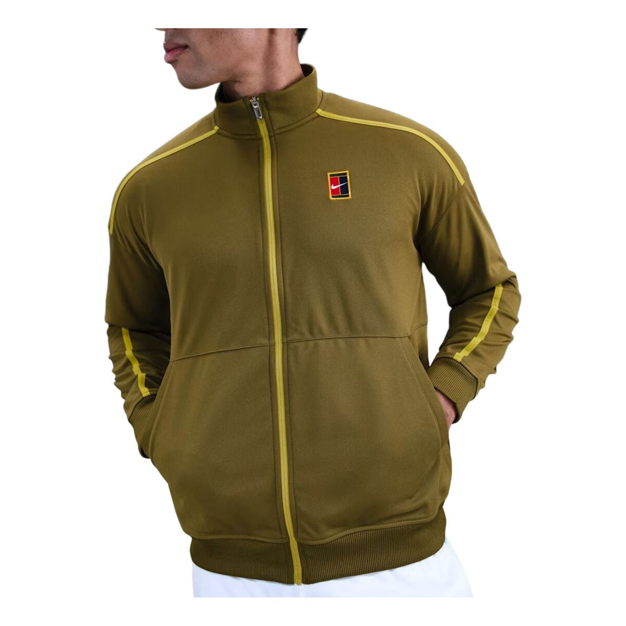 Nike Court Heritage Tennis Jacket 'Olive Flak Saffron Quartz' FZ6925-368
