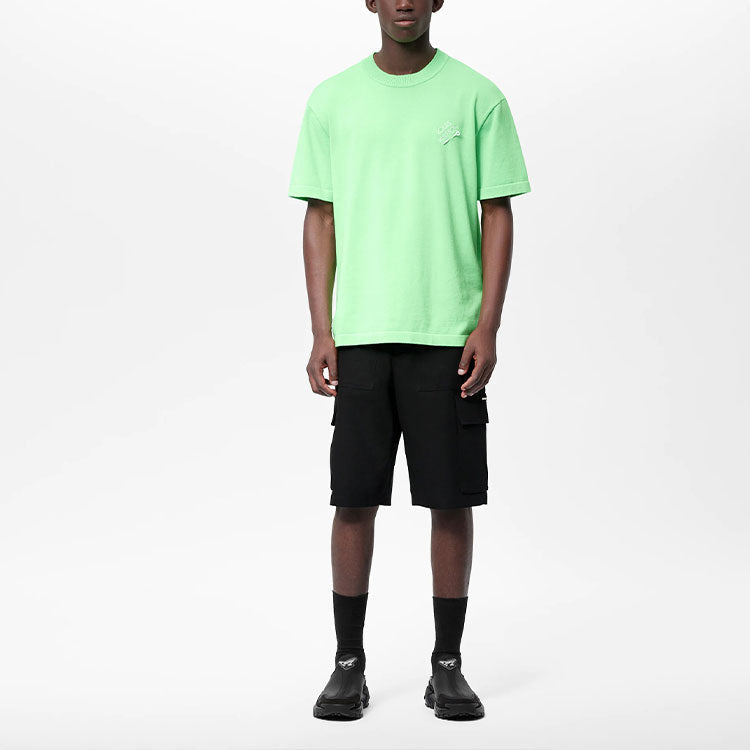 LOUIS VUITTON Solid Color Crew Neck Pullover Short Sleeved T Shirt Men's Green