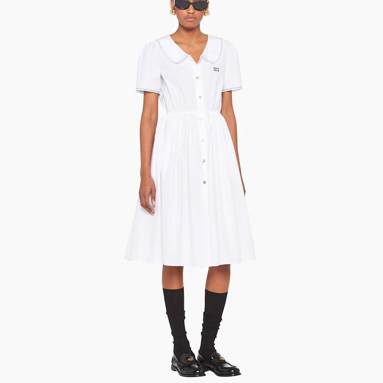 MIU MIU SS22 Short Sleeved Dress Women's White