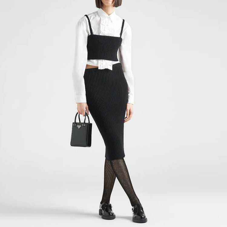 PRADA Knit Long Skirts Women's Black