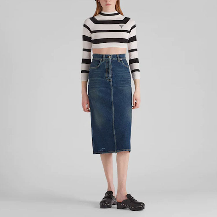 PRADA Denim Long Skirts Women's Blue