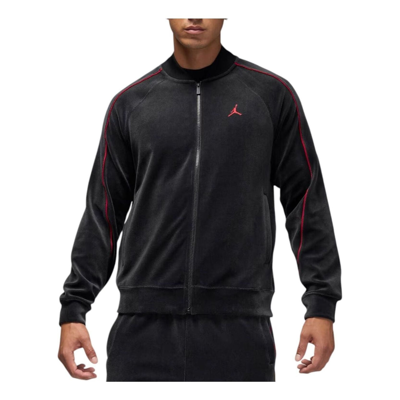 Air Jordan Brooklyn Velour Track Jacket 'Black Gym Red' HV1870-010