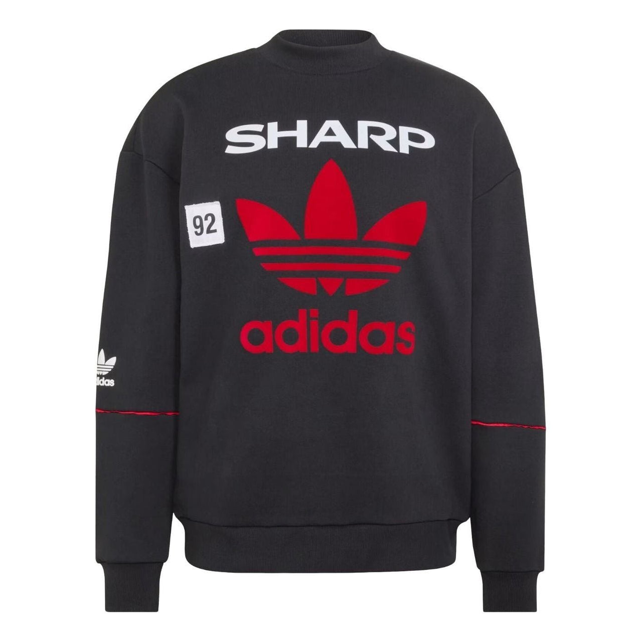 adidas Manchester United Crew Sweat 90 Asia Sizing 'Black Red' KC6383