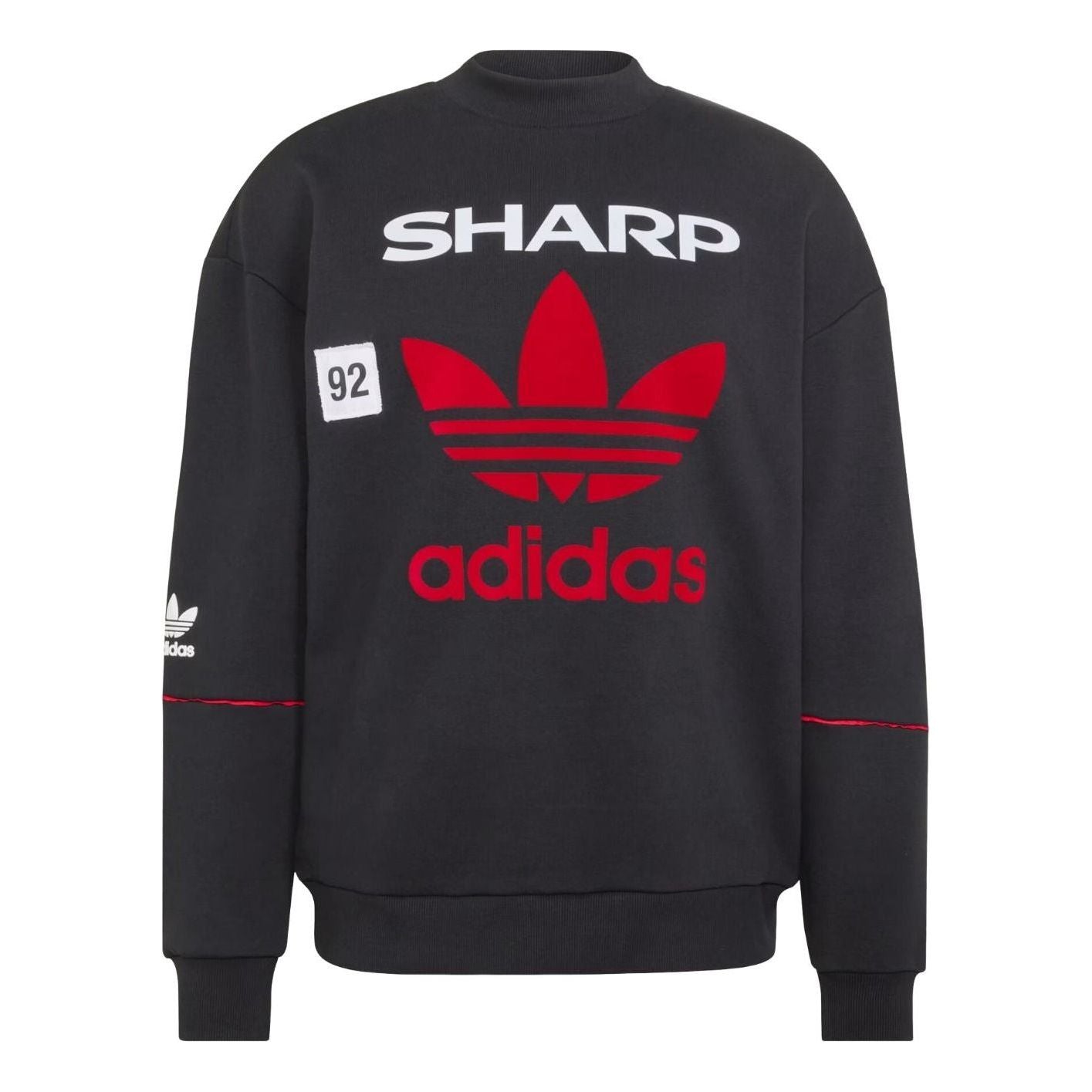 adidas Manchester United Crew Sweat 90 Asia Sizing 'Black Red' KC6383