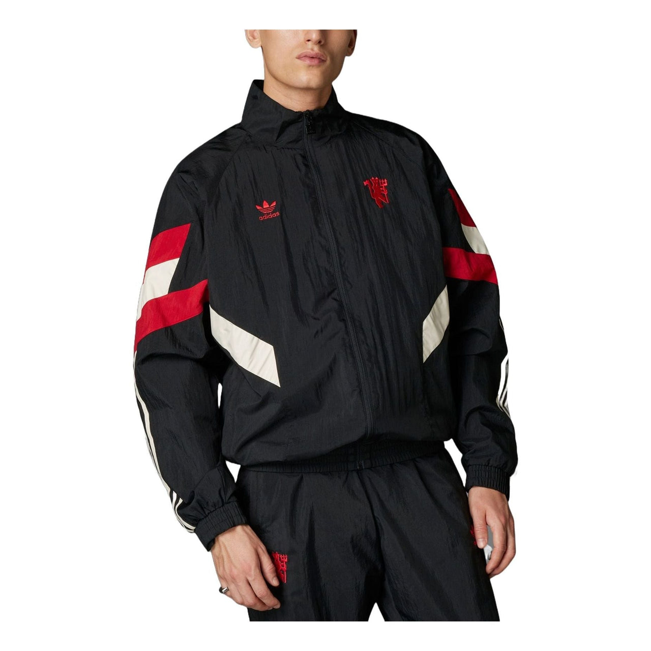 adidas Manchester United Originals Track Jacket Asia Sizing 'Black Red' IS6525