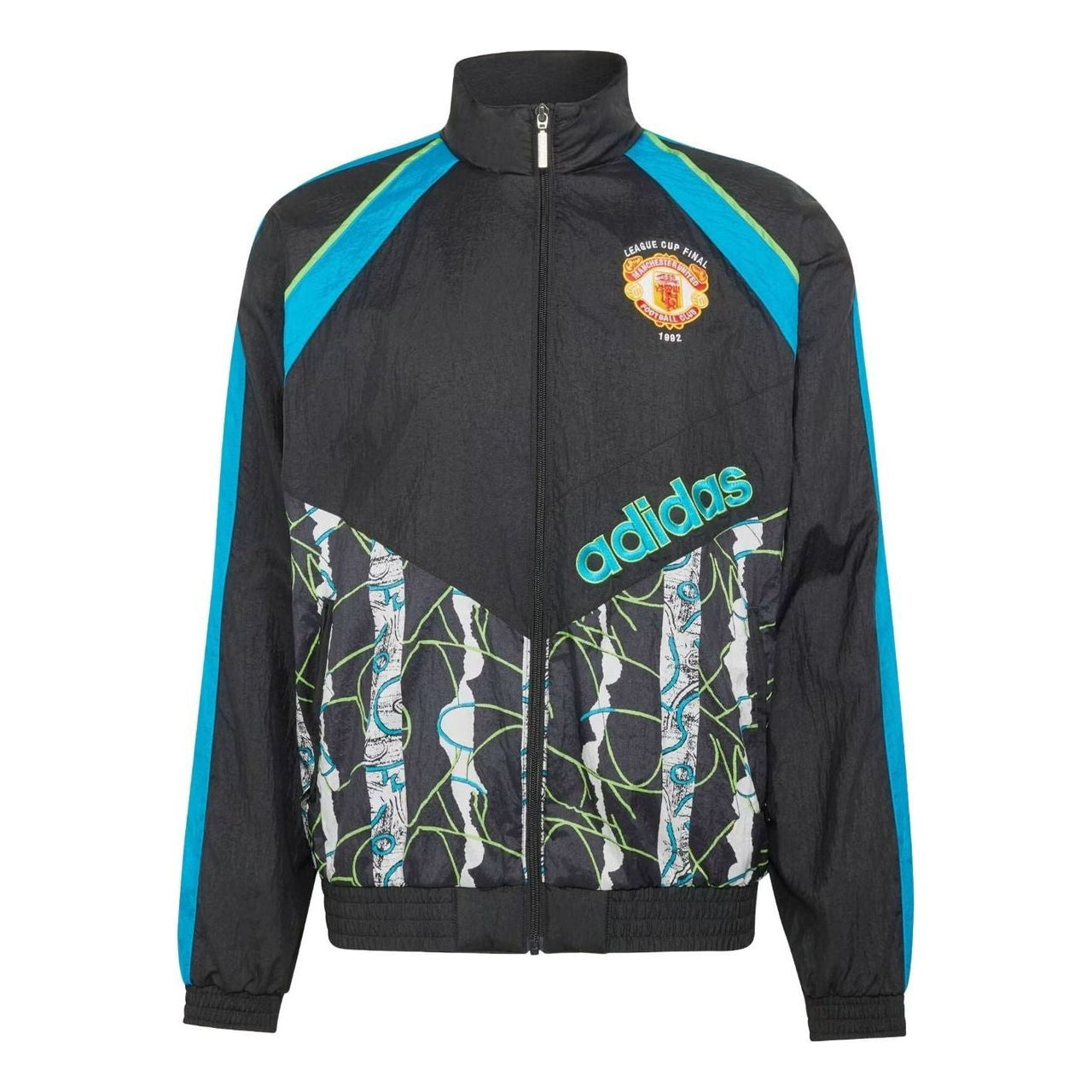 adidas Manchester United Woven Jacket 90 Asia Sizing 'Black Blue' KD5815