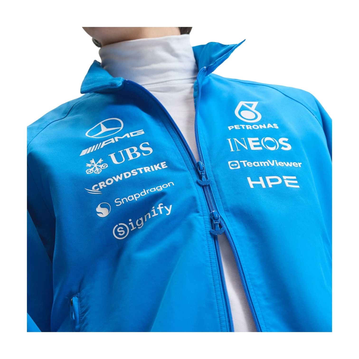 adidas x Mercedes AMG Petronas Formula 1 Team Blue Wonder Driver Harrington Jacket Asia Sizing 'Blue Bird' KT5125
