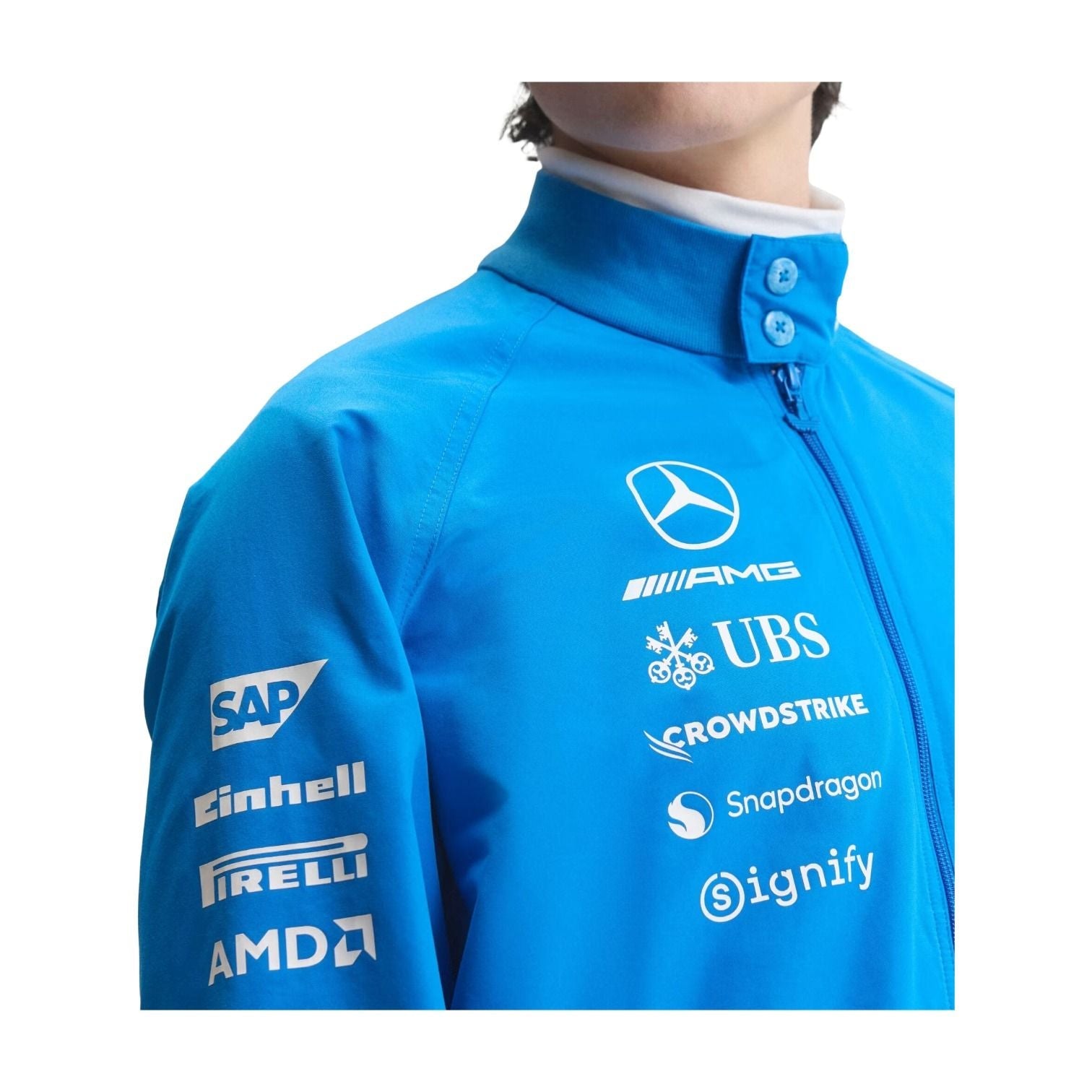 adidas x Mercedes AMG Petronas Formula 1 Team Blue Wonder Driver Harrington Jacket Asia Sizing 'Blue Bird' KT5125