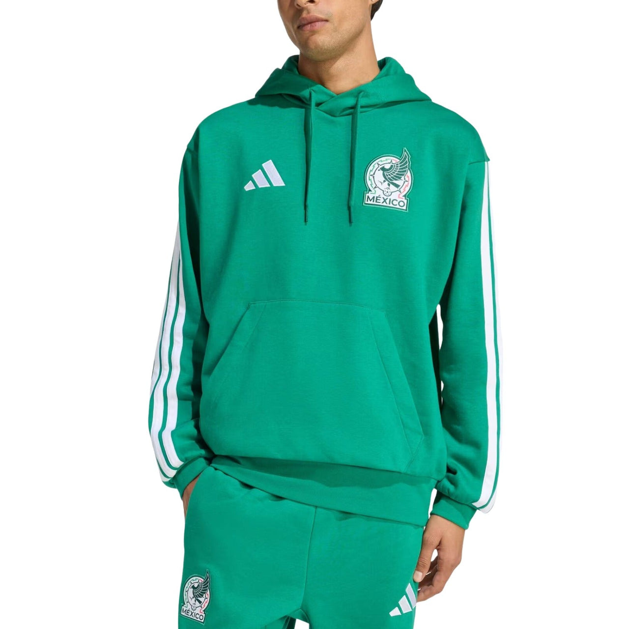 adidas Mexico DNA Fleece Hoodie 'Bold Green' JZ6466
