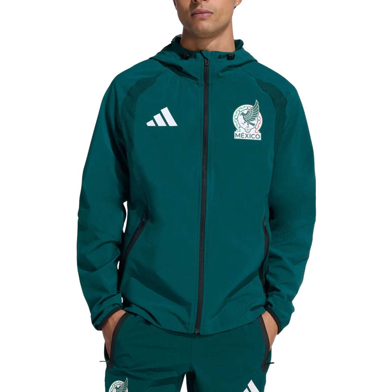 adidas Mexico Tiro Travel Full Zip Windbreaker 'Aurora Ivy' JZ6486