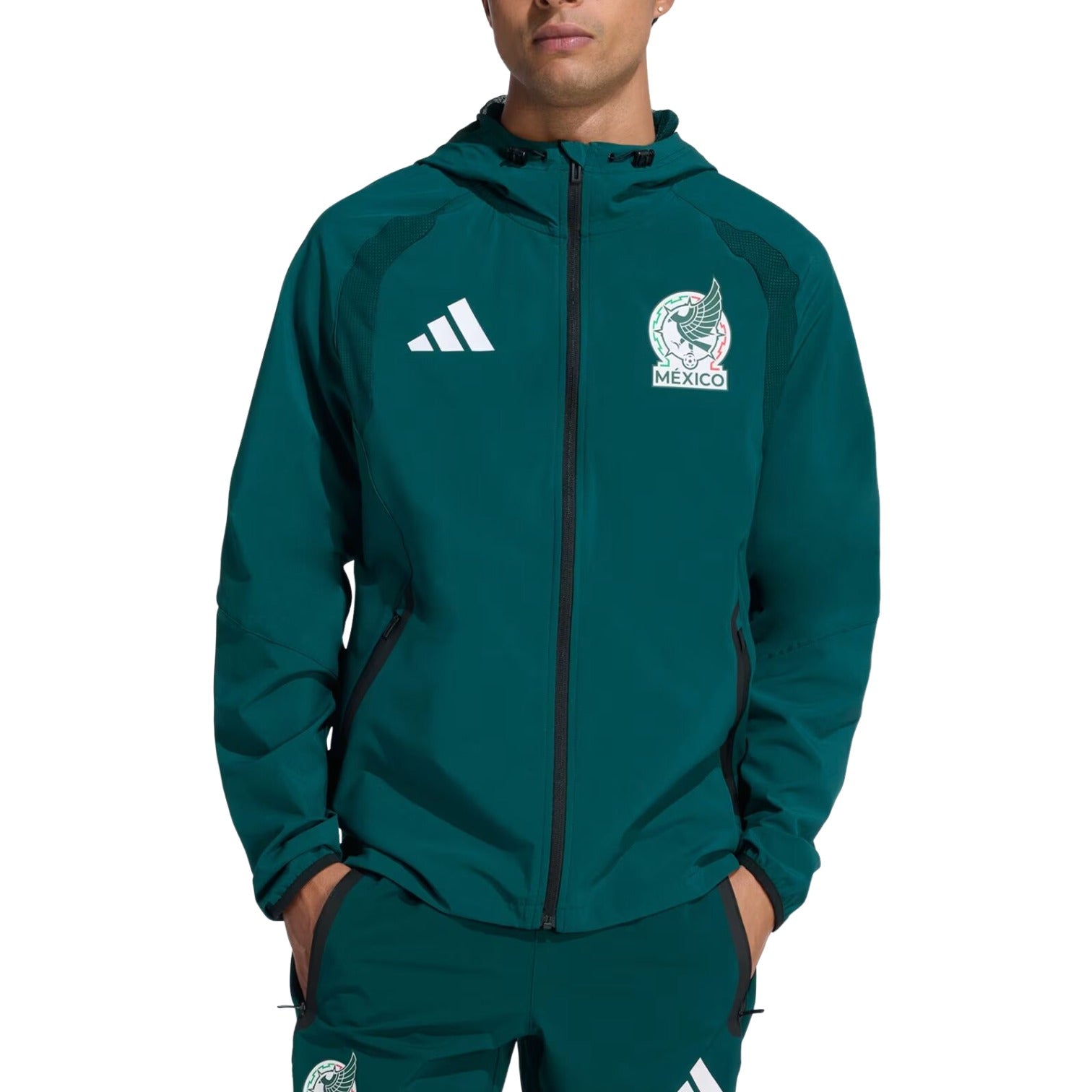 adidas Mexico Tiro Travel Full Zip Windbreaker 'Aurora Ivy' JZ6486