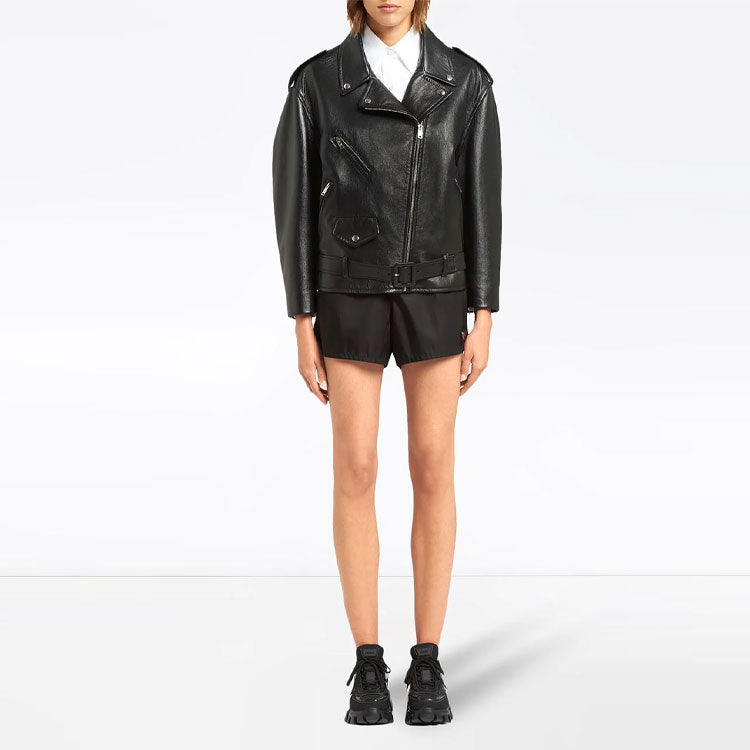 PRADA FW21 Leather Jacket Women's Black