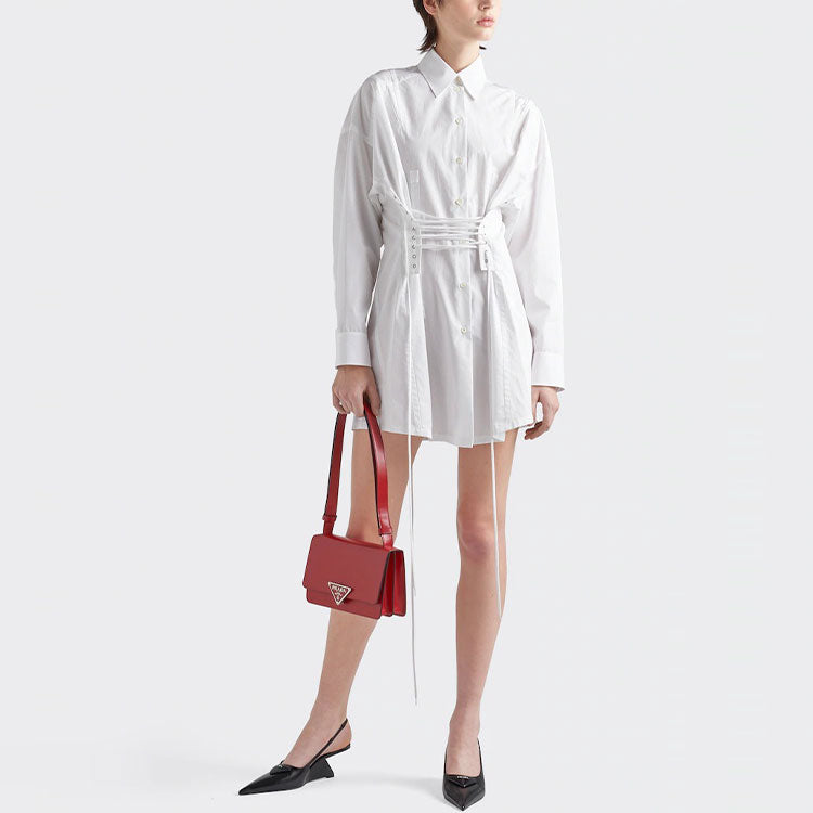 PRADA SS22 Long Sleeved Dress Women's White