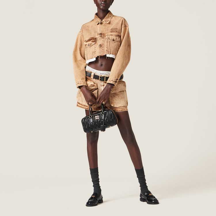 MIU MIU Denim Shorts Women's Light Brown